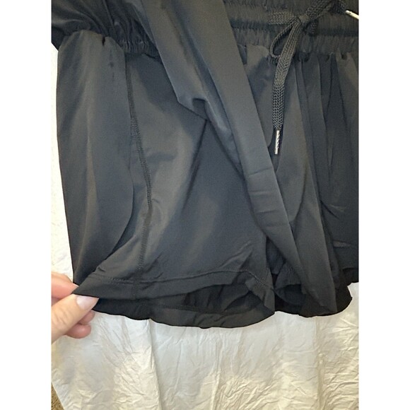 Luogongzi 2 in 1 Flowy Running Lined Shorts Women Size M  Black Drawstring - Picture 6 of 8